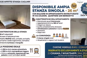 Stanza singola di 26 m² con balcone San Benedetto