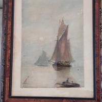 Quadro acquerello marina  antico, primi 900