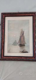 Quadro acquerello marina  antico, primi 900