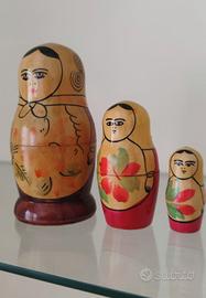 Matriosca russa vintage 3 pezzi dipinte a mano