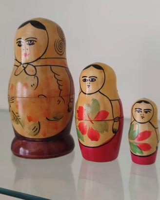 Matriosca russa vintage 3 pezzi dipinte a mano