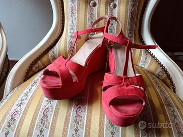 Sandalo zeppa corallo numero 38