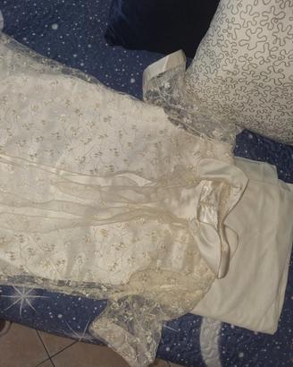 Abito avorio lungo in pizzo e raso - sposa civile 