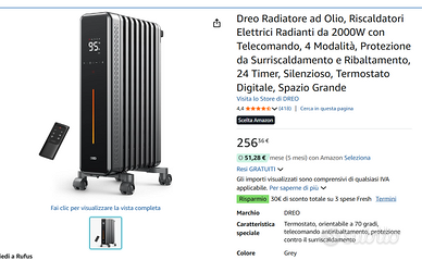 Stufetta Olio - 9 elementi a “M” 2000W – NUOVO