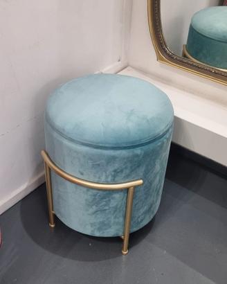 Coppia di Pouf contenitore in velluto ottanio