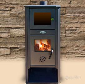 Stufa legna 12kw forno + porta legna