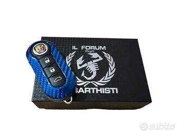 COVER CHIAVE ABARTH 500 595 fibra di carbonio BLU