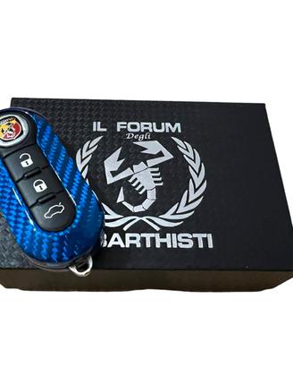 COVER CHIAVE ABARTH 500 595 fibra di carbonio BLU