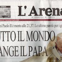 Giornale l'Arena morte di papa Giovanni Paolo II