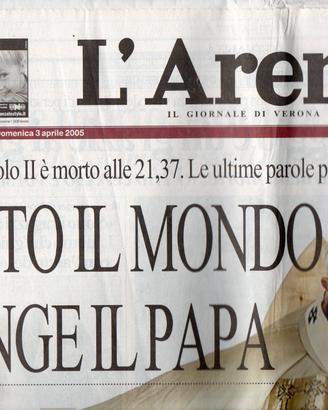 Giornale l'Arena morte di papa Giovanni Paolo II