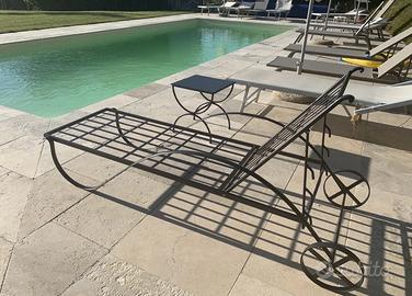LETTINO CON RUOTE DA ESTERNO GIARDINO IN FERRO