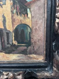 Dipinto Olio su Tavola "Scorcio di Borgo"  1931