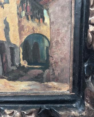 Dipinto Olio su Tavola "Scorcio di Borgo"  1931