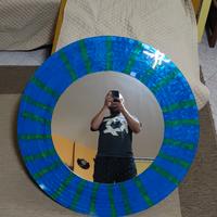 Specchio Rotondo  - Blu E Verde - Stile Mosaico

M