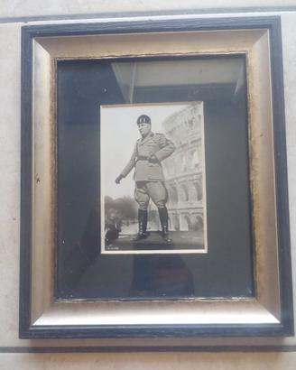 Quadro Con Cartolina Mussolini Duce Al Colosseo