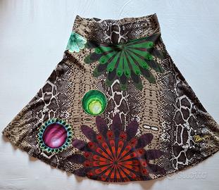 Gonna Desigual taglia S marrone e motivi floreali 