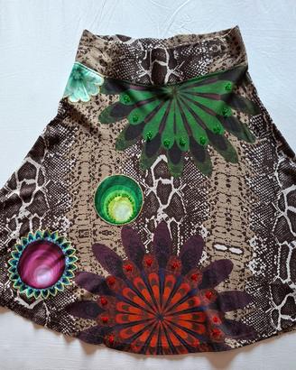 Gonna Desigual taglia S marrone e motivi floreali 