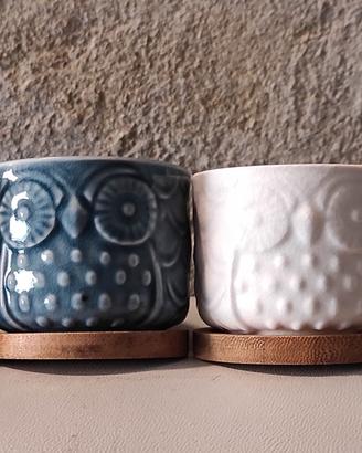 vasetti a forma di gufo 