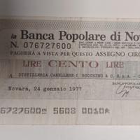 Miniassegno Banca Popolare di Novara
