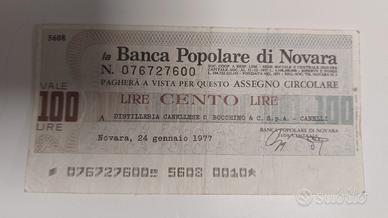 Miniassegno Banca Popolare di Novara