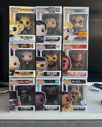 lotto 9 funko pop dc cuphead fallout casa papel