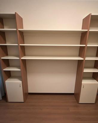 Libreria parete attrezzata moderna legno e crema