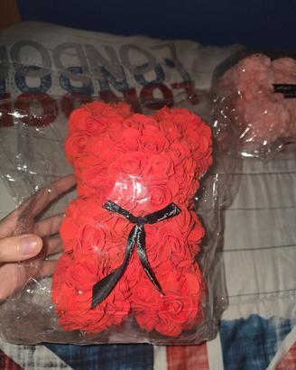 Orsetto di Rose Rosse Eterne (25cm) | Idea