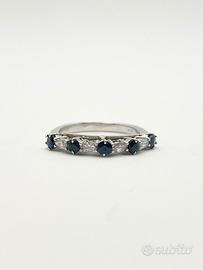 Anello oro 18KT con zaffiri 0.59 e diamanti 0.23