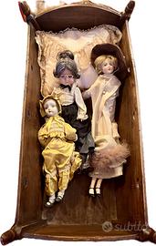 Culla vintage+3 bambole d’epoca