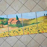 Quadro stampa su tela ,Girasoli campagna Toscana 