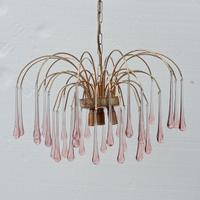 Lampadario con gocce in vetro di Murano