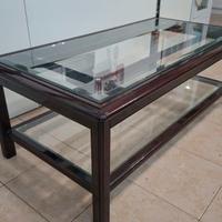 Tavolino da salotto vetro e legno scuro