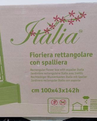 Fioriera rettangolare con spalliera