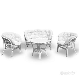 Salotto da giardino bahama bianco in bambu