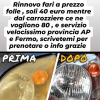 rinnovo fari auto gialli sporchi prezzo folle