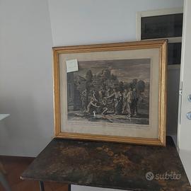 incisione con cornice foglia oro