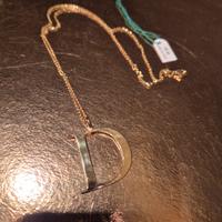 collana in oro giallo 750 con lettera D