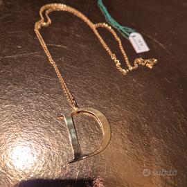 collana in oro giallo 750 con lettera D