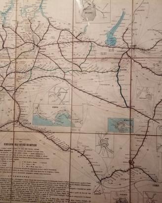 Antica stampa carta Ferrovie Alta Italia 1882