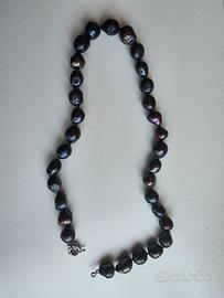 Collana perle scure barocche