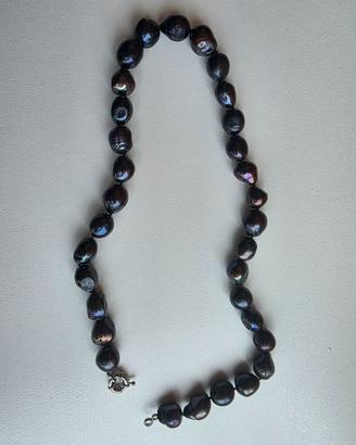 Collana perle scure barocche