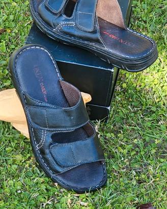 Ciabatte Vera Pelle Uomo n40 Nere Nuove 