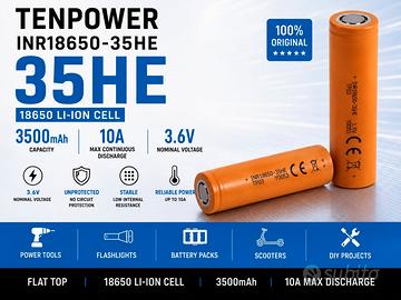 10 x Batteria 18650 - 3500 mAh 10A