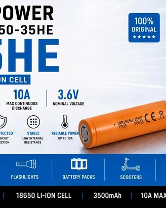 10 x Batteria 18650 - 3500 mAh 10A
