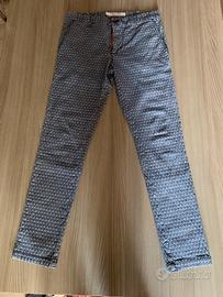 Pantaloni fantasia pois blu chiaro