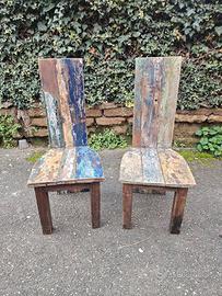 SEDIA TEAK COPPIA SEDIE VINTAGE RECUPERO LEGNO