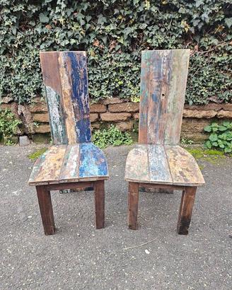 SEDIA TEAK COPPIA SEDIE VINTAGE RECUPERO LEGNO