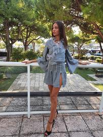 completo grigio a quadri elasticizzato handmade