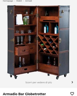 Mobile Bar "Globetrotter" a Baule – Stile Vintage 