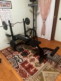 Panca da palestra completa di pesi e bilanciere